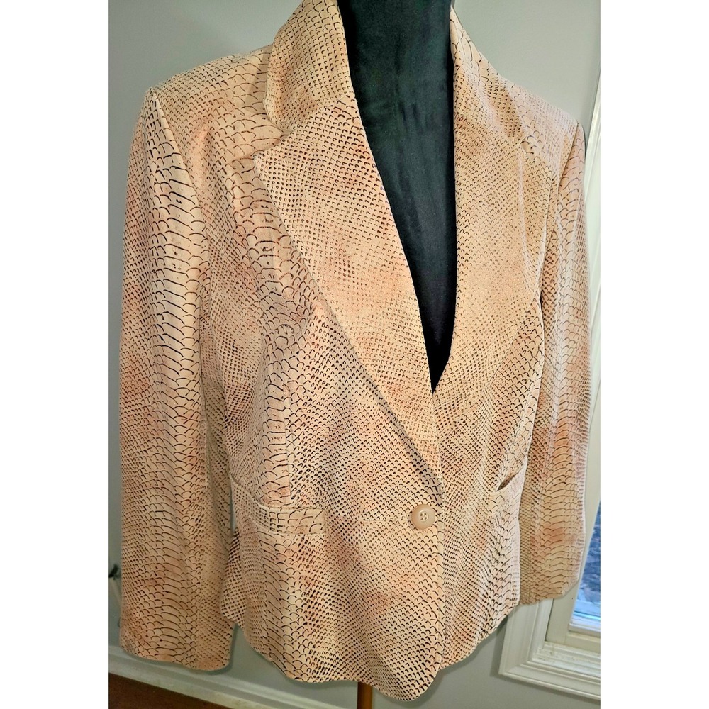 NWOT Bernardo Genuine Leather Blazer Women's Snake Print Pink Lined Sz XL